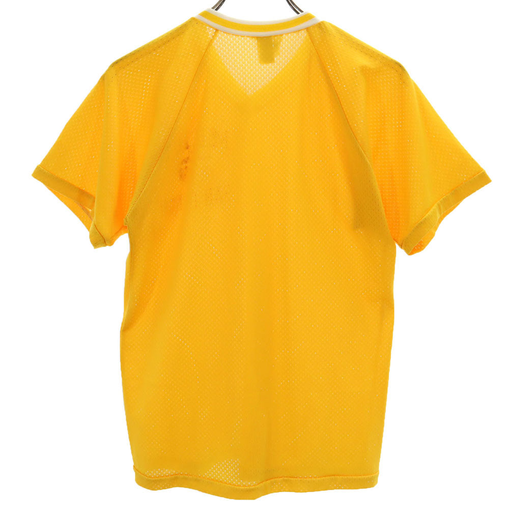BUSHWAKKER 80s USA製 ヴィンテージ 半袖 Vネック メッシュ Tシャツ S イエロー メンズ