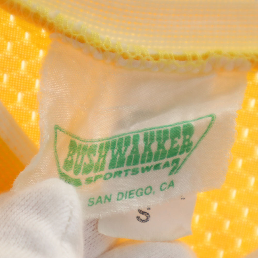 BUSHWAKKER 80s USA製 ヴィンテージ 半袖 Vネック メッシュ Tシャツ S イエロー メンズ