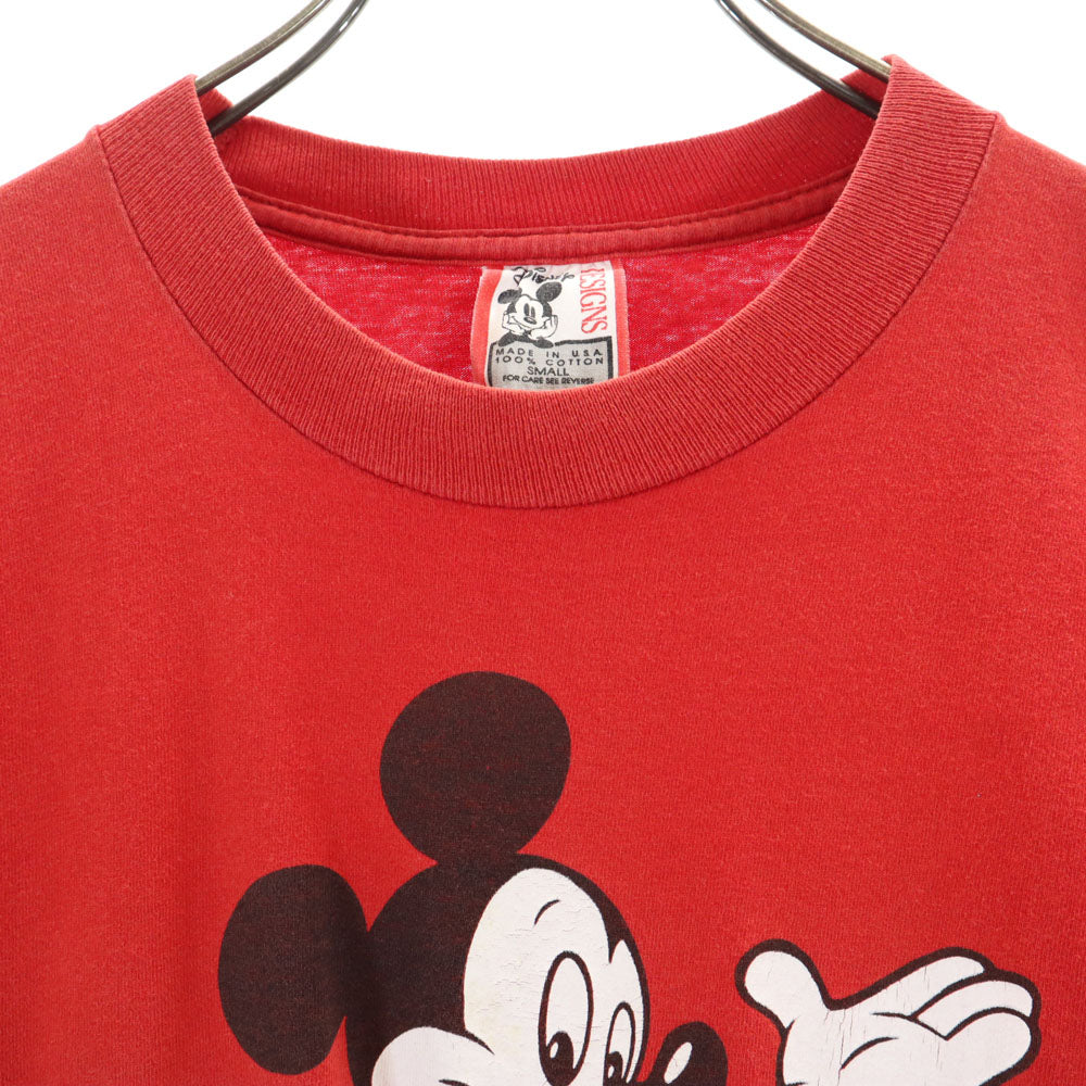 Disney ディズニー 90s USA製 オールド 半袖 Tシャツ S 赤 DESIGNS ミッキーマウス メンズ