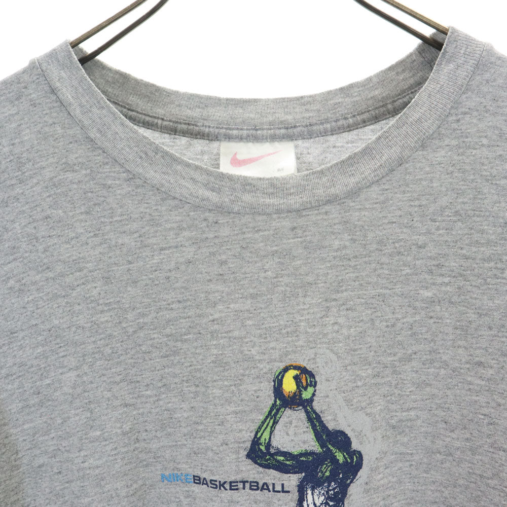 NIKE ナイキ 90s オールド プリント 半袖 Tシャツ M グレー バスケットボール メンズ