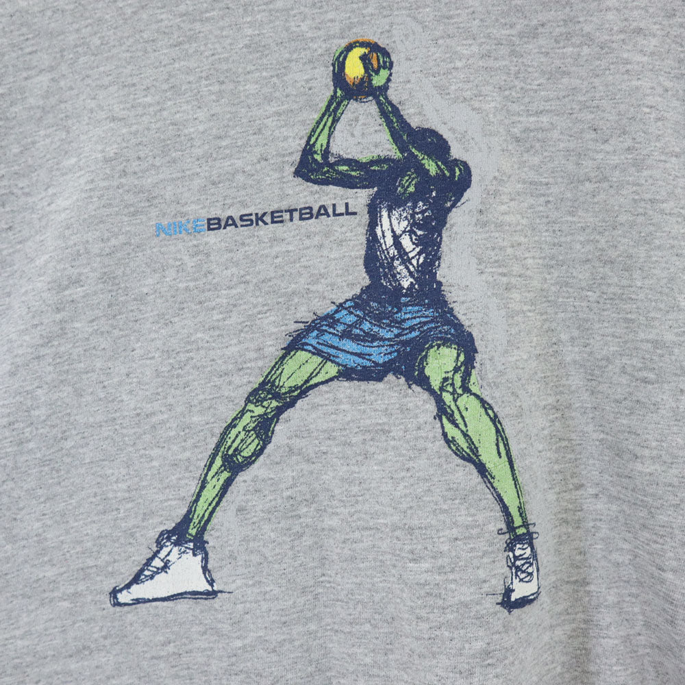 NIKE ナイキ 90s オールド プリント 半袖 Tシャツ M グレー バスケットボール メンズ