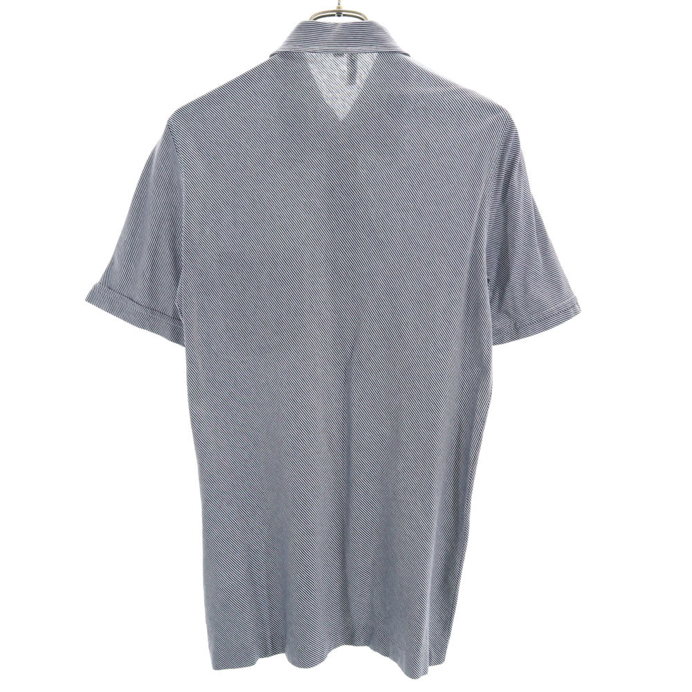 LANVIN ランバン イタリア製 斜めストライプ柄 半袖 ポロシャツ 4 ネイビー×ホワイト ボーダー柄 メンズ