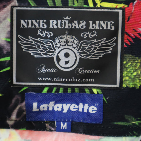 ナインルーラズライン ラファイエット コラボ 花柄 半袖 シャツ M ブラック NINE RULAZ LINE Lafayette メンズ