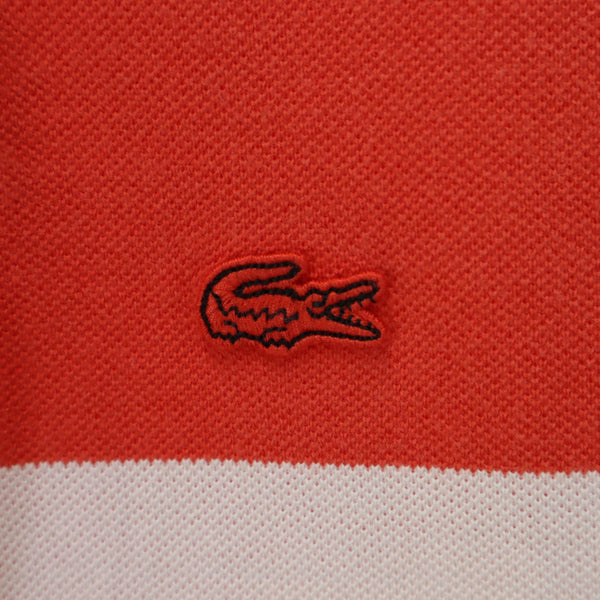 ラコステ 日本製 半袖 ポロシャツ FR 3 オレンジ×ホワイト系 LACOSTE 鹿の子地 メンズ