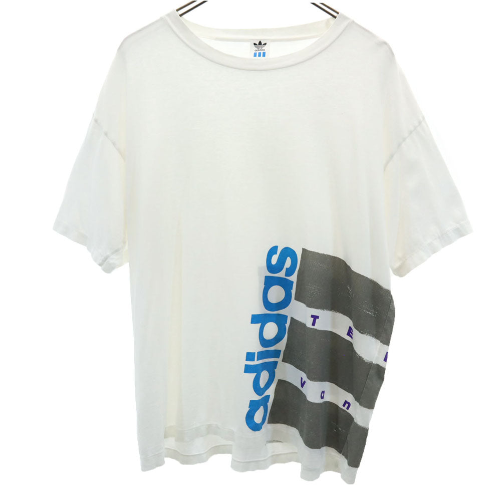 adidas アディダス 80s デサント 日本製 ヴィンテージ 半袖 Tシャツ L-O ホワイト メンズ