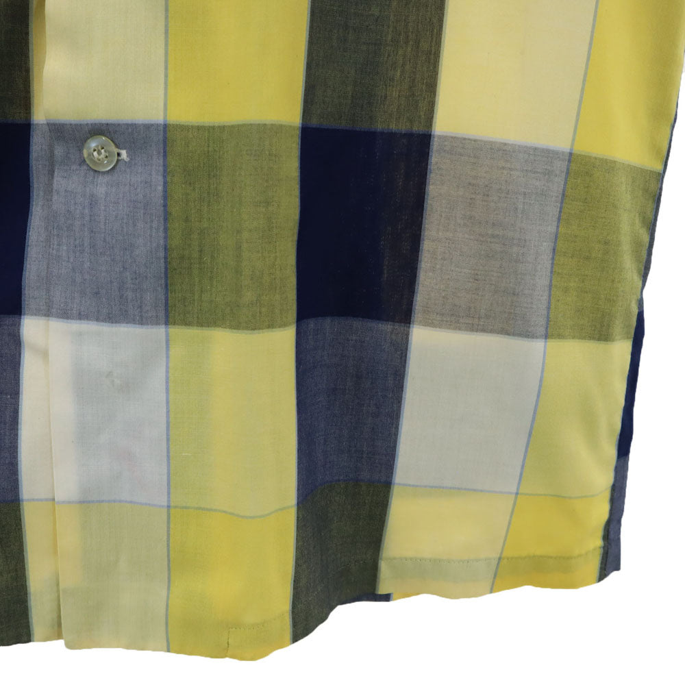 Manhattan UNIVERSITY ROW 80s ヴィンテージ 日本規格 チェック柄 半袖 シャツ M イエロー系 メンズ