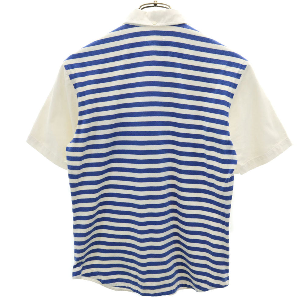 SOPHNET. ソフネット 日本製 ボーダー 半袖 ボタンダウンシャツ S ホワイト系 メンズ