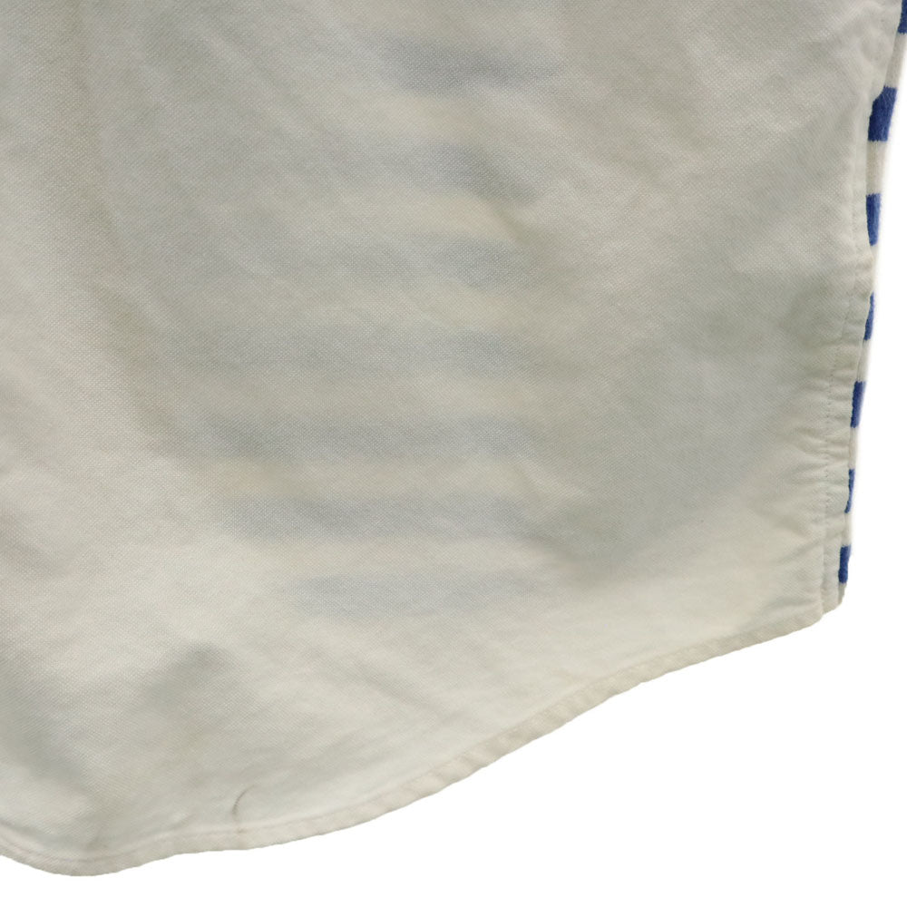 SOPHNET. ソフネット 日本製 ボーダー 半袖 ボタンダウンシャツ S ホワイト系 メンズ