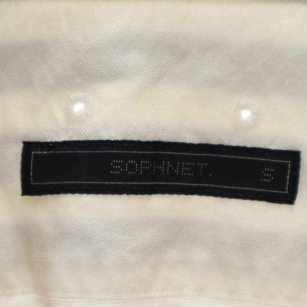 SOPHNET. ソフネット 日本製 ボーダー 半袖 ボタンダウンシャツ S ホワイト系 メンズ