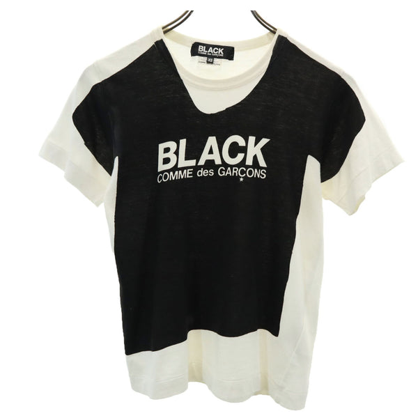 ブラックコムデギャルソン 00s 2008年 日本製 プリント 半袖 Tシャツ XS ホワイト系 BLACK COMME des GARCONS レディース