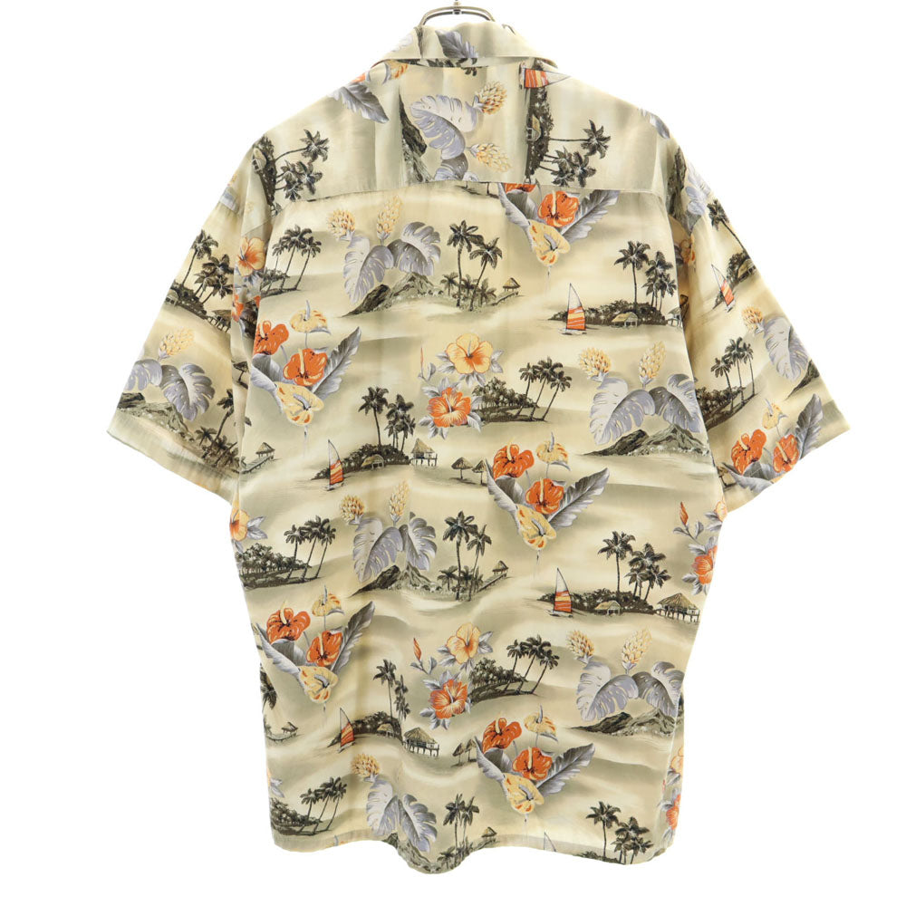 Pierre Cardin ピエールカルダン 90s 韓国製 オールド 総柄 半袖 アロハシャツ ベージュ系 メンズ