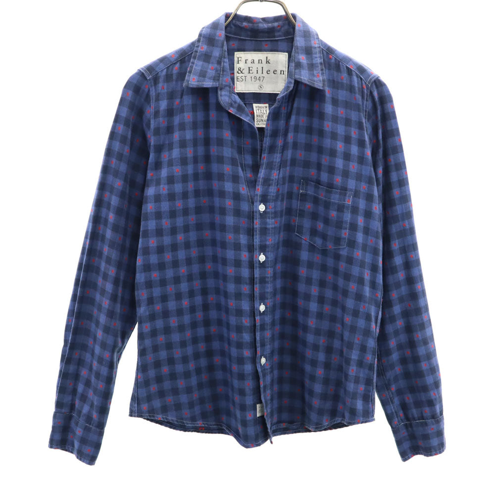フランクアンドアイリーン USA製 長袖 チェックシャツ S ネイビー Frank&Eileen レディース