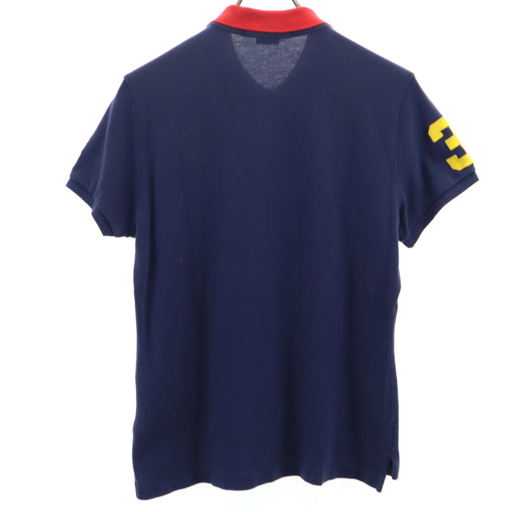 ラルフローレン インパクト21 ビックポニー 半袖 ポロシャツ L ネイビー系 RALPH LAUREN 鹿の子地 スキニーポロ レディース