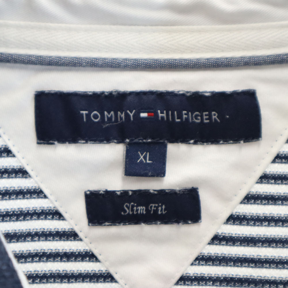 トミーヒルフィガー ボーダー柄 半袖 ポロシャツ XL ネイビー系 TOMMY HILFIGER メンズ