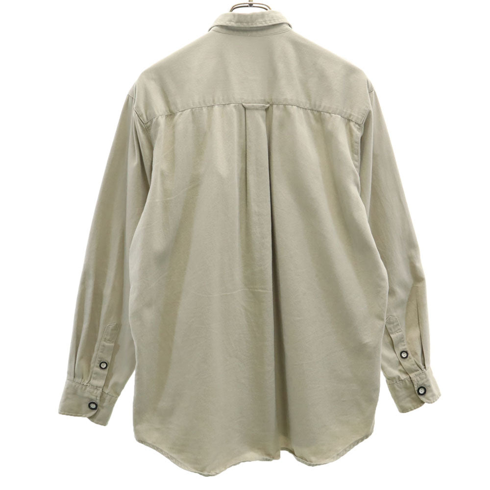OLD オールド 80s 90s 長袖 コットンシャツ ベージュ 刺繍 メンズ
