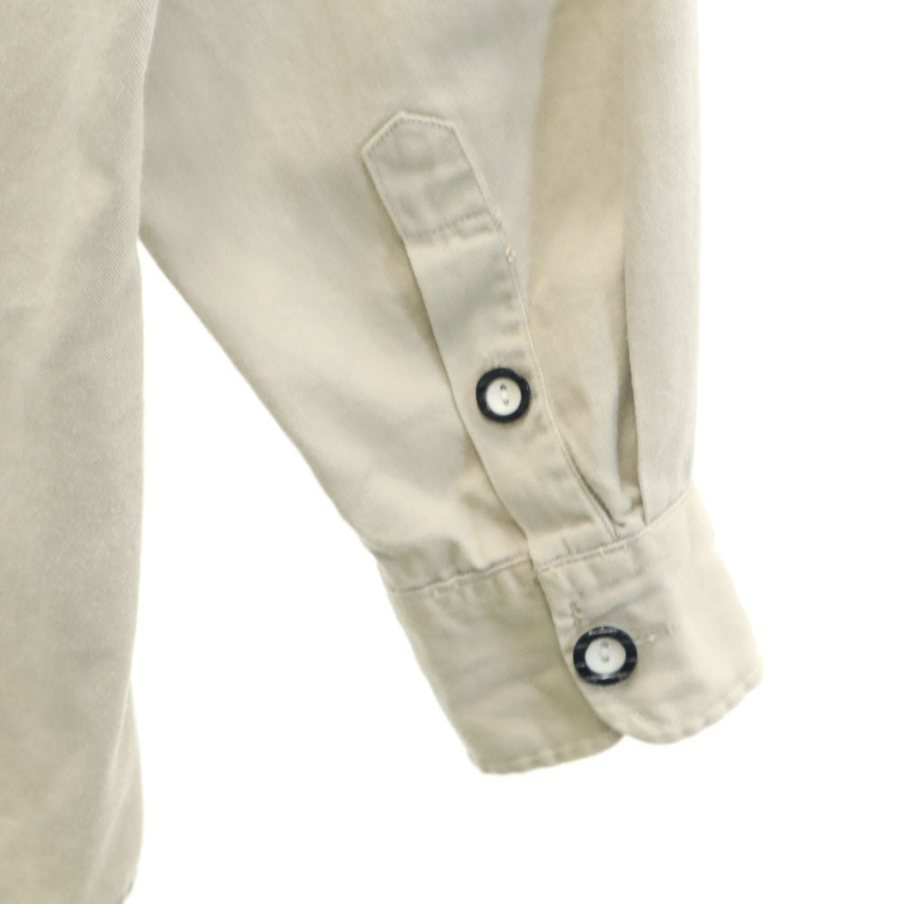 OLD オールド 80s 90s 長袖 コットンシャツ ベージュ 刺繍 メンズ