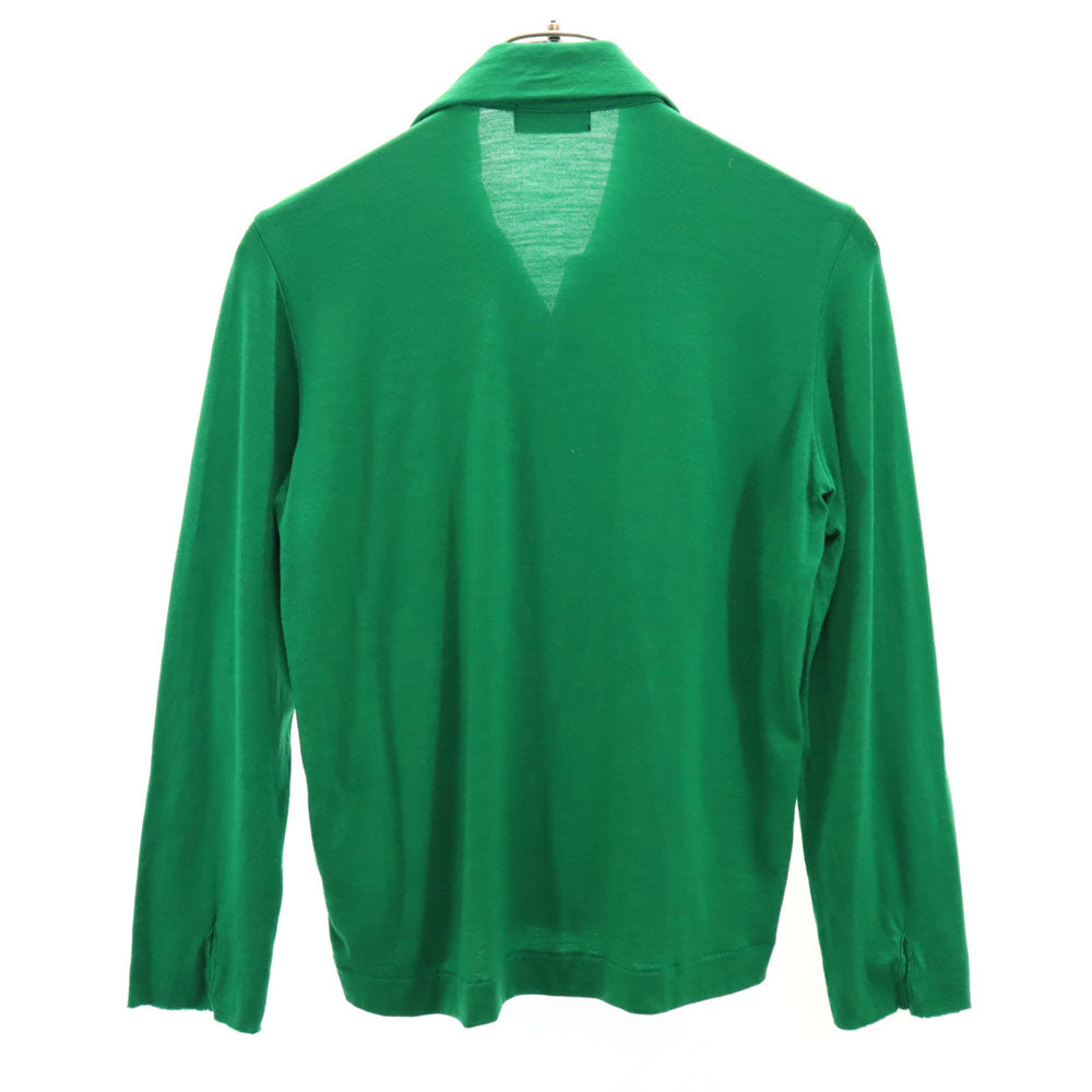 トリココムデギャルソン 日本製 ウール 長袖 ニット オープンカラーシャツ グリーン系 tricot COMME des GARCONS レディース