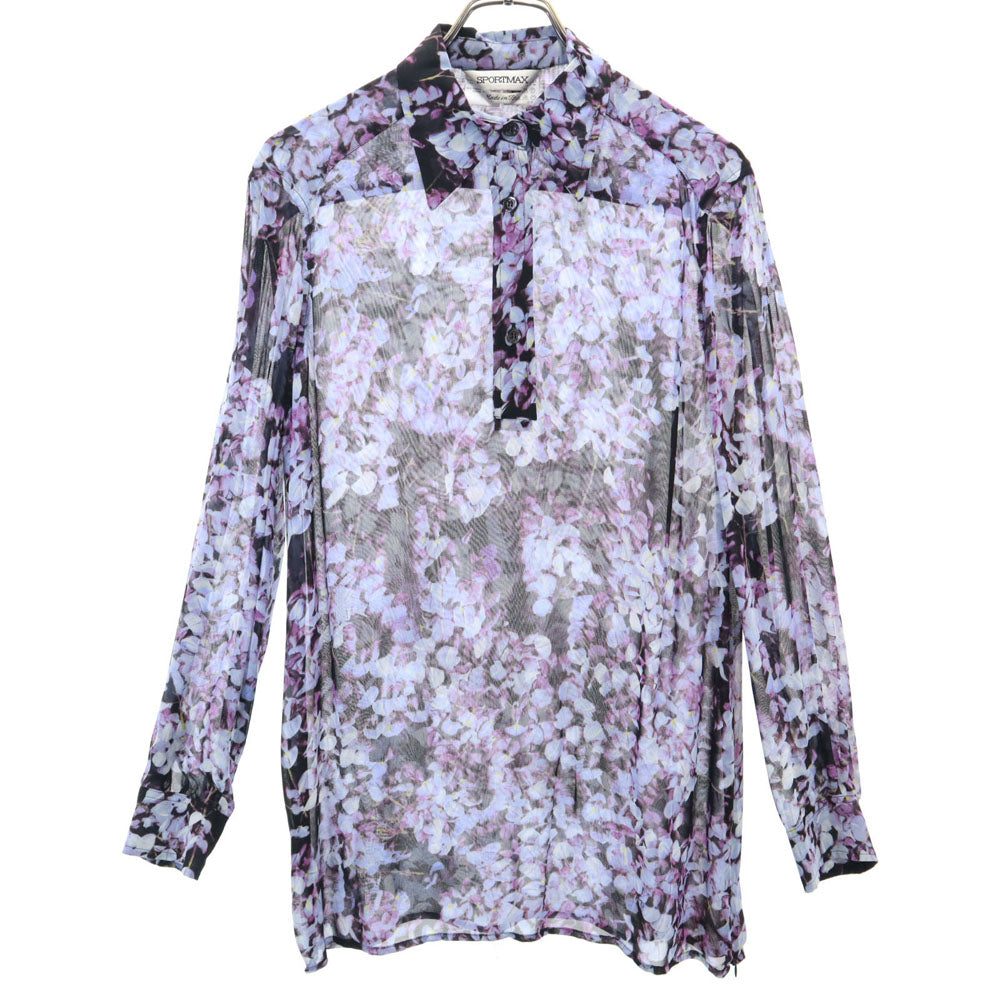 SPORTMAX スポーツマックス イタリア製 総柄 長袖 ハーフボタン シャツ 40 プルオーバー レディース