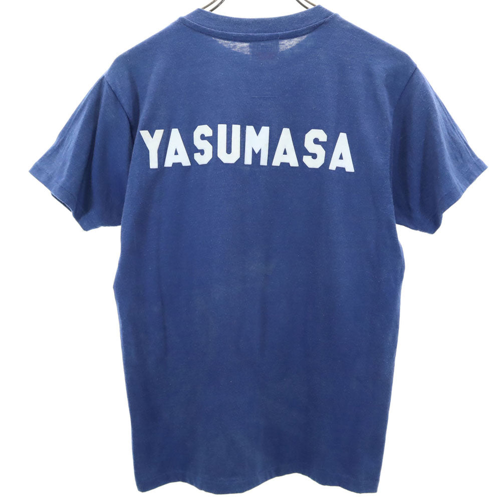 Hanes ヘインズ 70s USA製 ヴィンテージ オレンジタグ 両面プリント 半袖 Tシャツ M ブルー メンズ