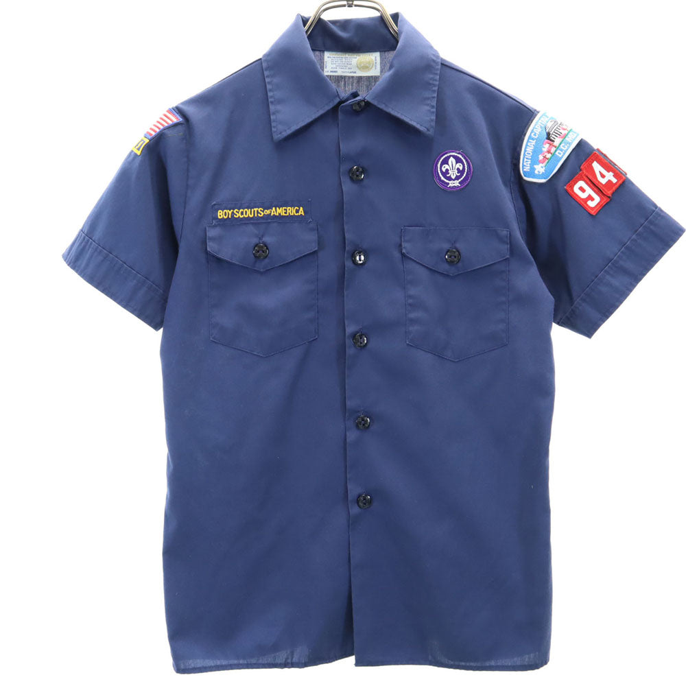 OLD オールド ボーイスカウトアメリカ連盟 USA製 半袖 ワークシャツ YOUTH LARGE ネイビー キッズ