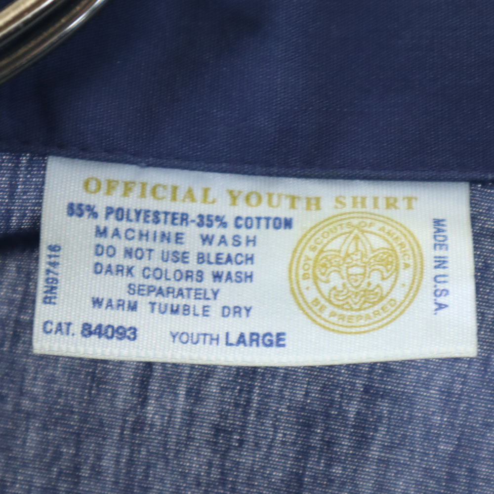 OLD オールド ボーイスカウトアメリカ連盟 USA製 半袖 ワークシャツ YOUTH LARGE ネイビー キッズ