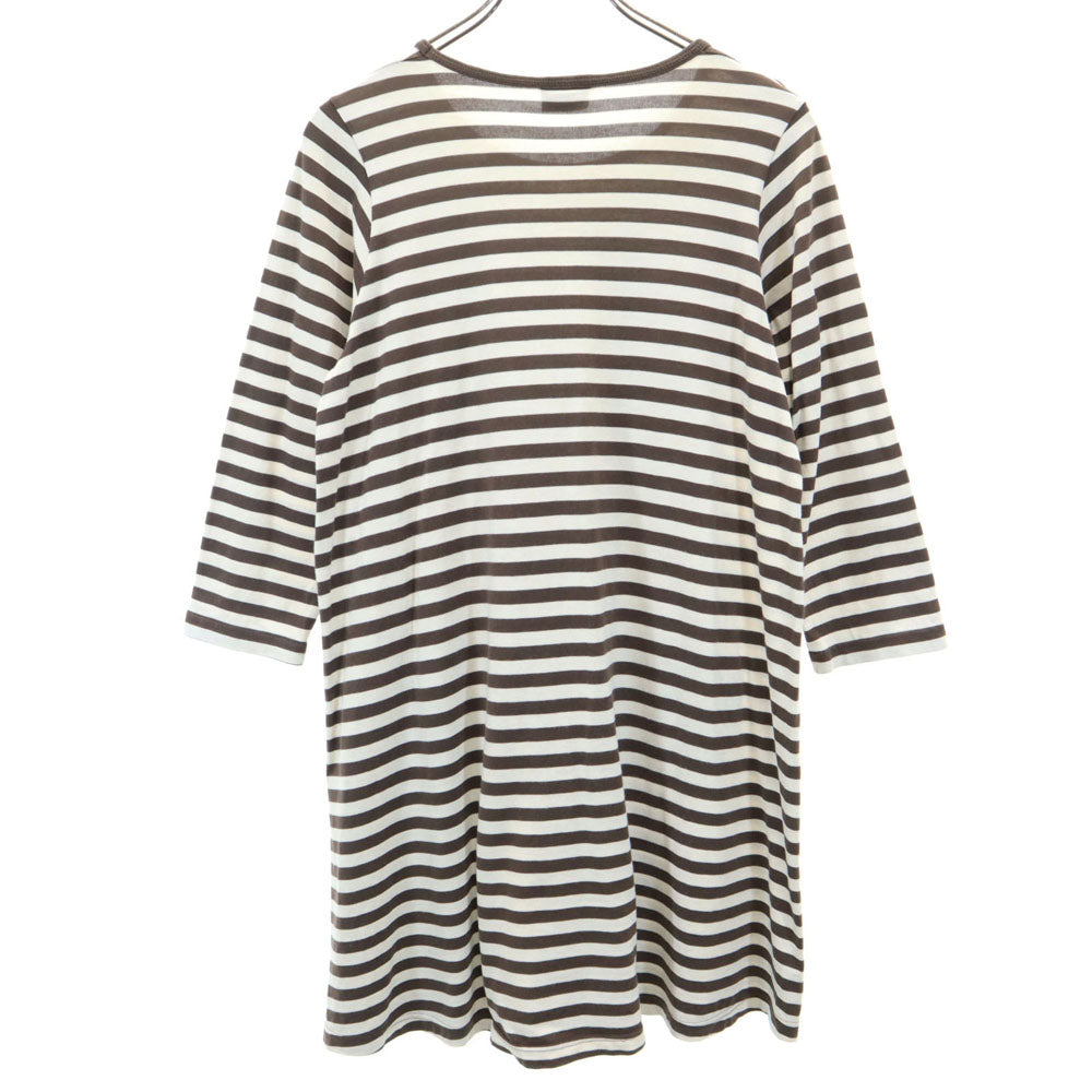 marimekko マリメッコ ボーダー柄 長袖 ワンピース 160 ブラウン系 キッズ