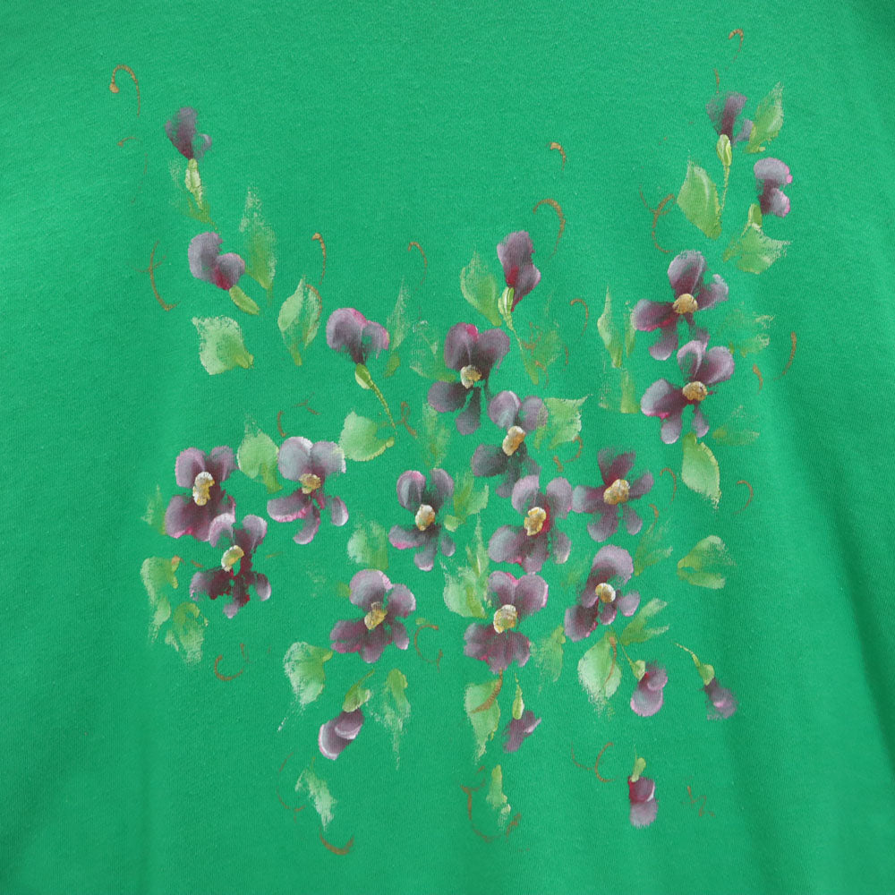 FRUIT OF THE LOOM フルーツオブザルーム 90s カナダ製 オールド 花柄 プリント 半袖 Tシャツ L グリーン メンズ