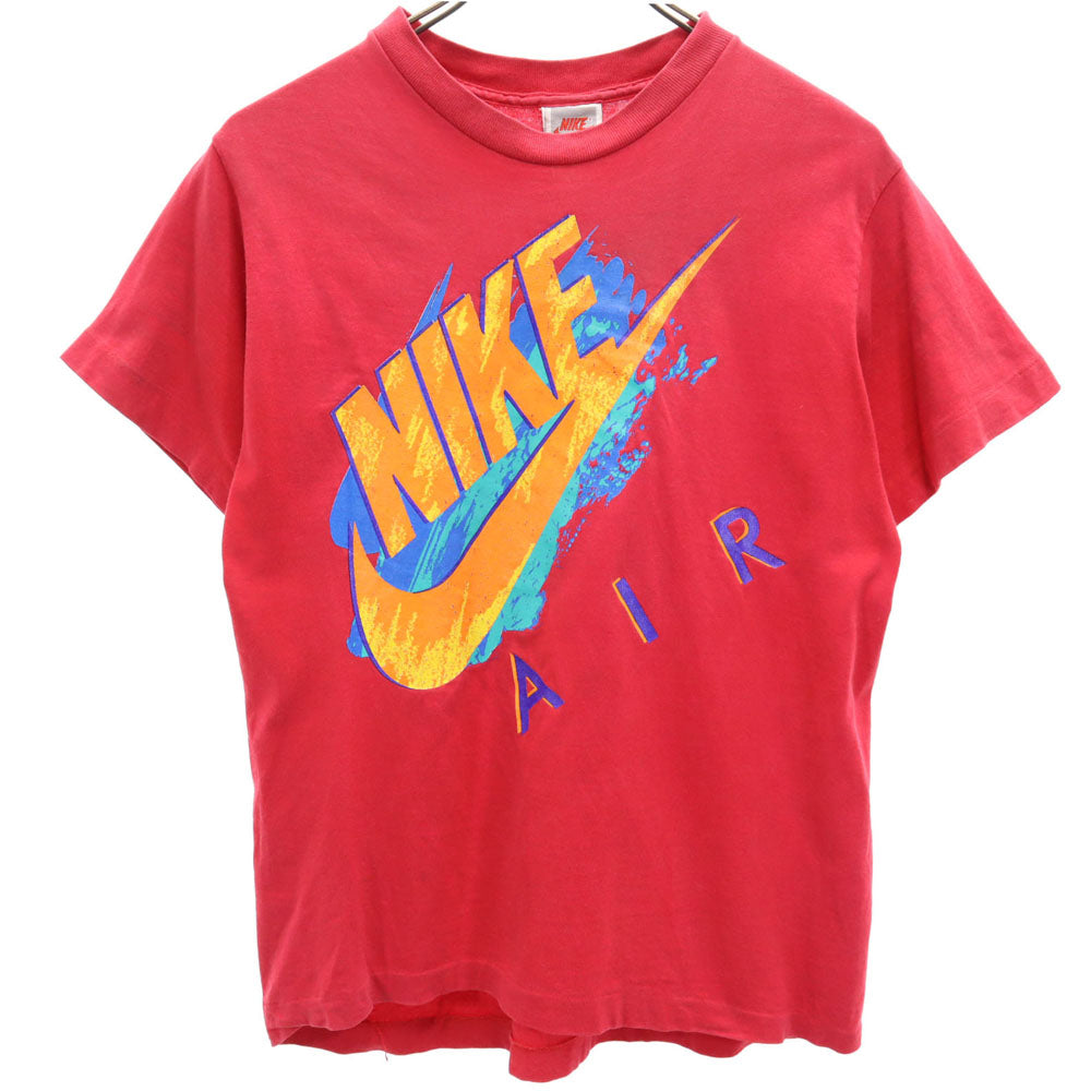 NIKE ナイキ 90s USA製 オールド 銀タグ プリント 半袖 Tシャツ M（10/12） レッド キッズ