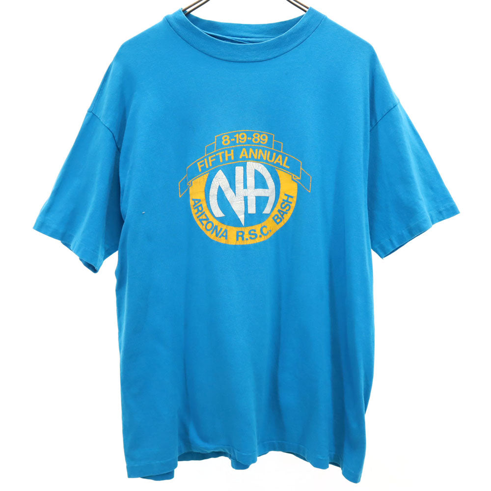 VINTAGE ヴィンテージ 80s プリント 半袖 Tシャツ ブルー メンズ