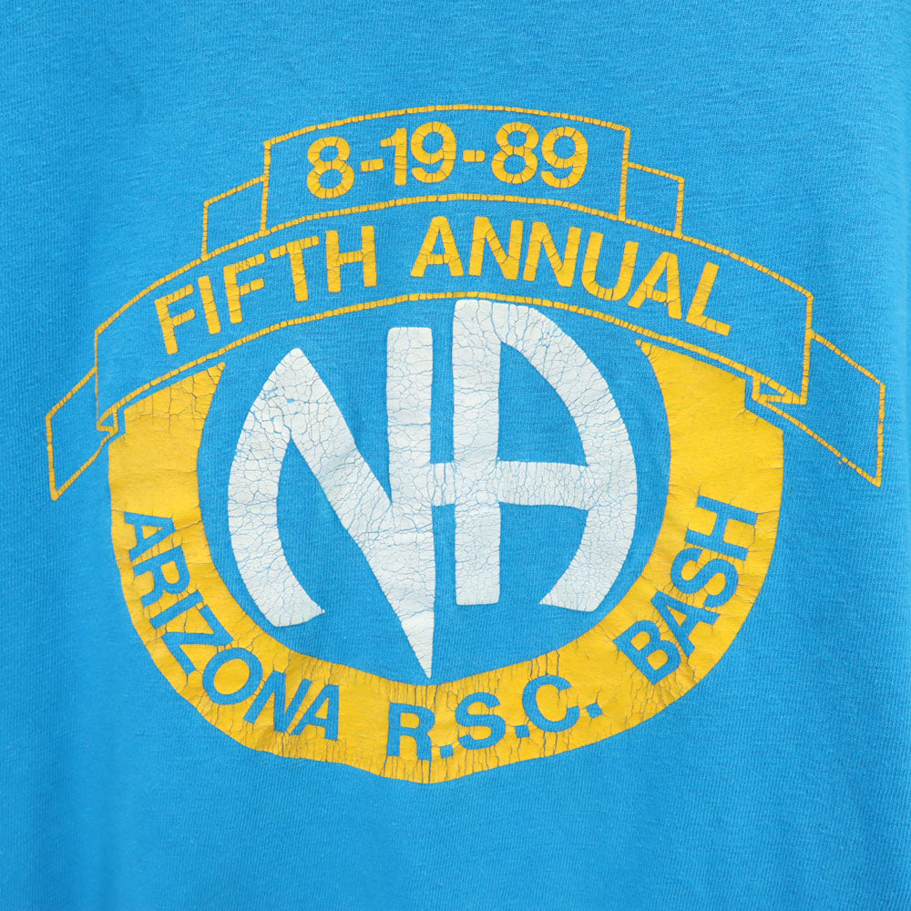 VINTAGE ヴィンテージ 80s プリント 半袖 Tシャツ ブルー メンズ