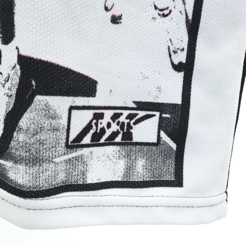 OLD オールド 90s USA製 AIR SHOTS 半袖 ハーフジップ ポロシャツ M ブラック×ホワイト バスケットボール メンズ