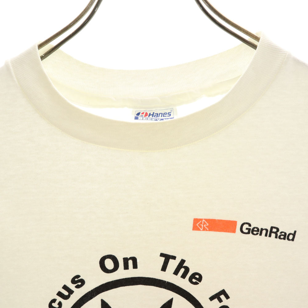 Hanes ヘインズ 80s 90s USA製 オールド プリント 半袖 Tシャツ L ホワイト系 メンズ