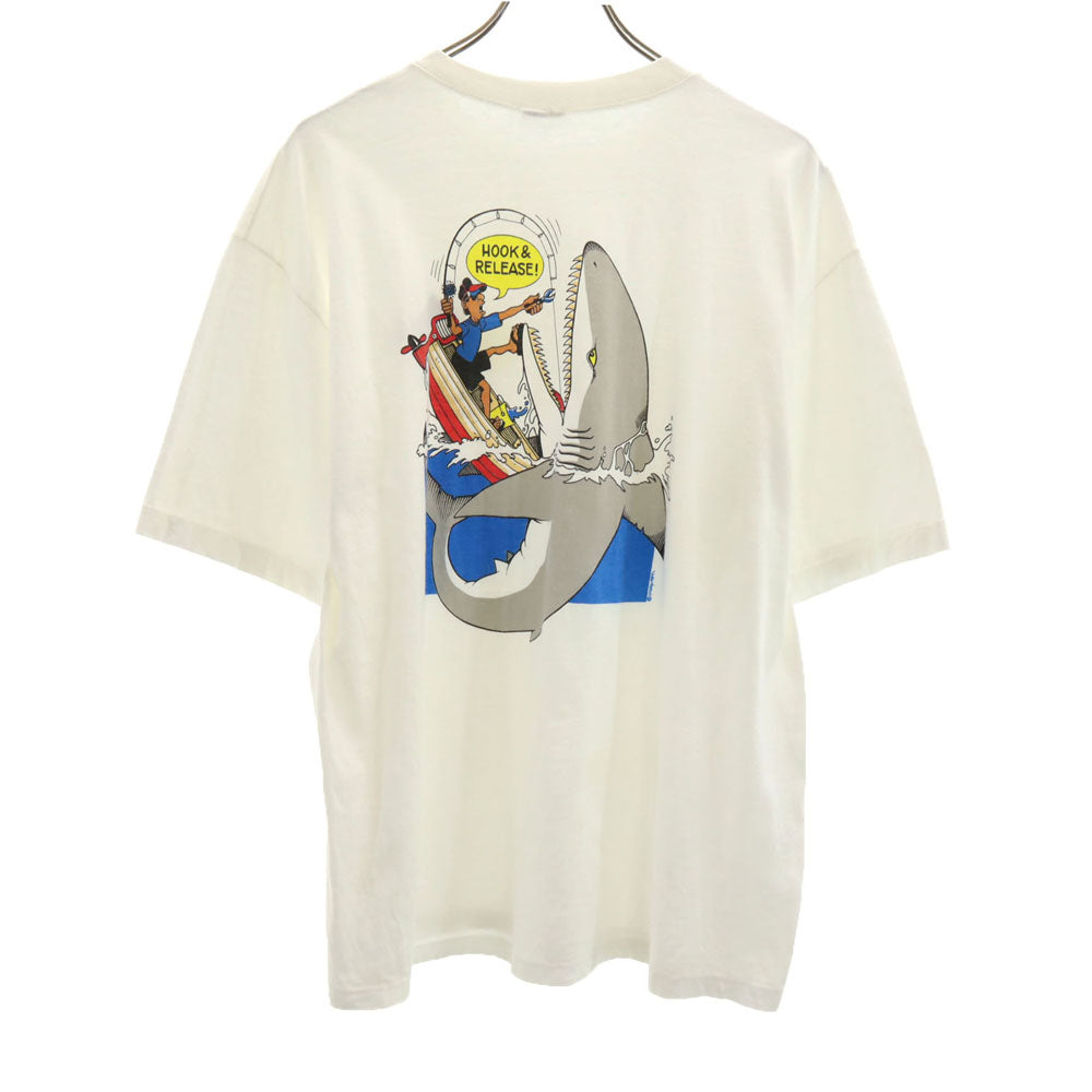 Crazy Shirt クレイジーシャツ 90s USA製 オールド プリント 半袖 Tシャツ L ホワイト系 メンズ