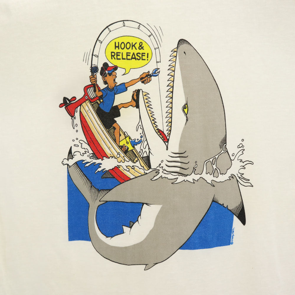 Crazy Shirt クレイジーシャツ 90s USA製 オールド プリント 半袖 Tシャツ L ホワイト系 メンズ