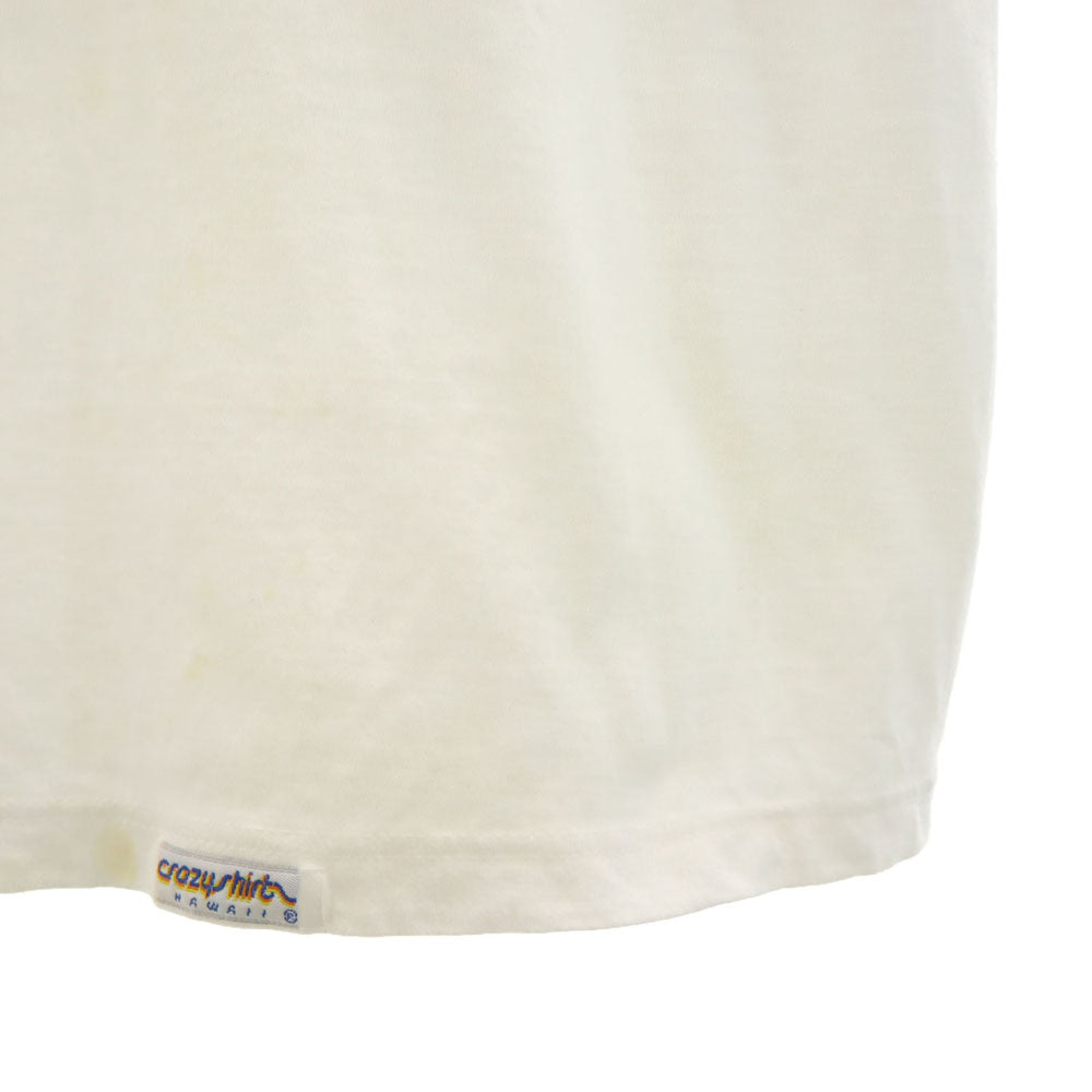 Crazy Shirt クレイジーシャツ 90s USA製 オールド プリント 半袖 Tシャツ L ホワイト系 メンズ
