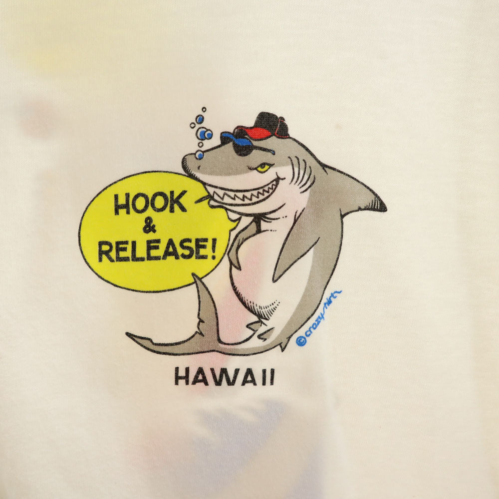 Crazy Shirt クレイジーシャツ 90s USA製 オールド プリント 半袖 Tシャツ L ホワイト系 メンズ