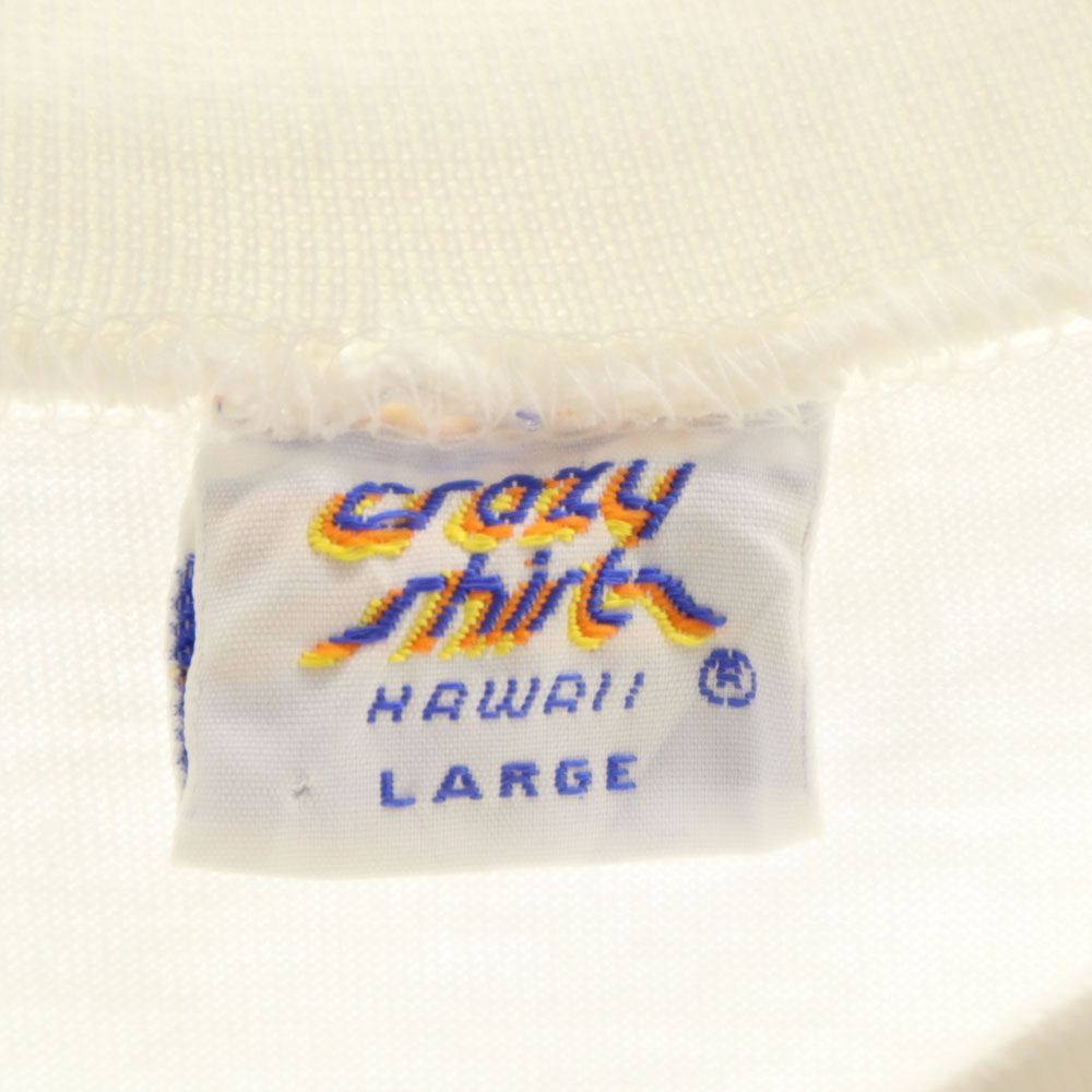 Crazy Shirt クレイジーシャツ 90s USA製 オールド プリント 半袖 Tシャツ L ホワイト系 メンズ
