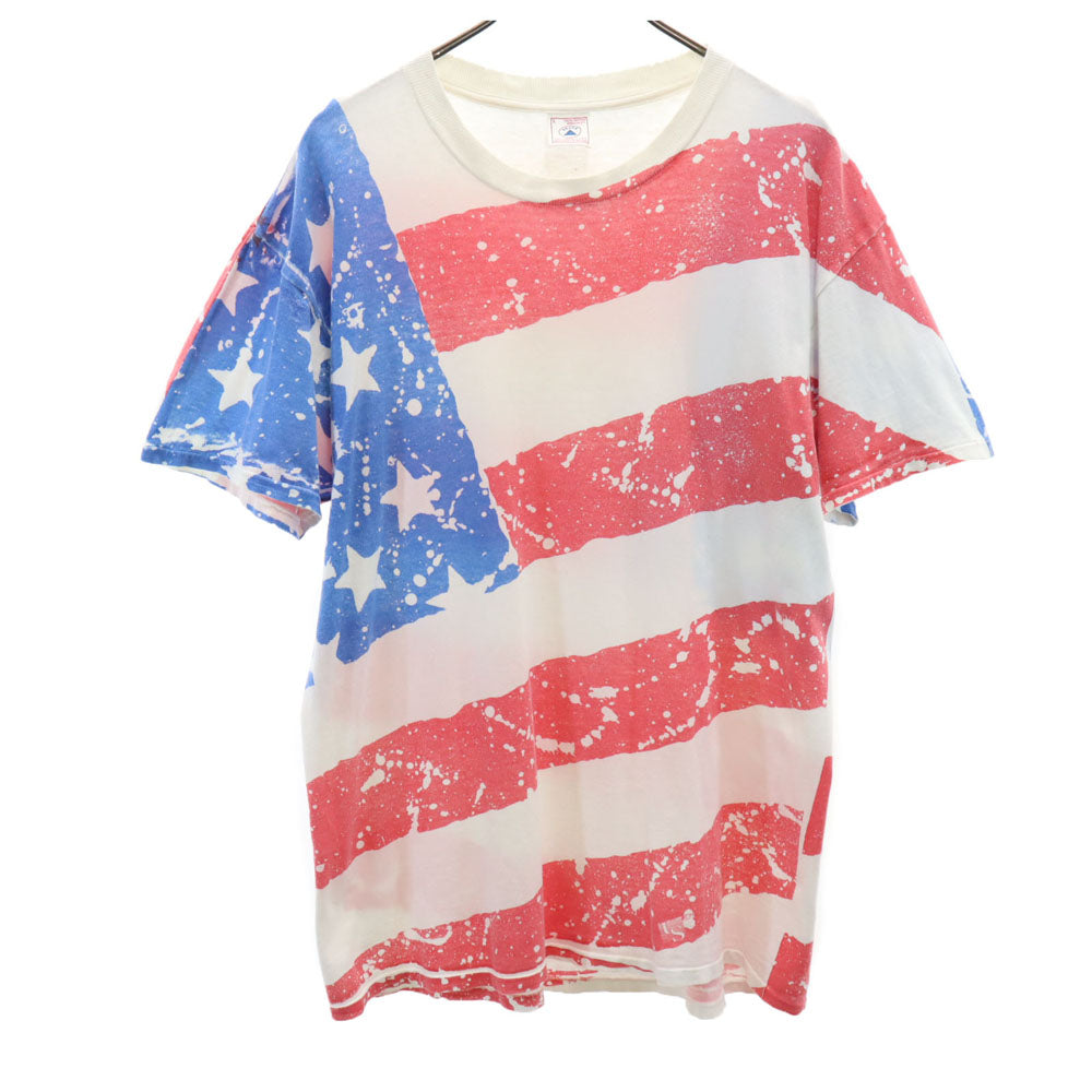 DELTA デルタ 90s USA製 オールド 星条旗 星条旗 半袖 Tシャツ L ホワイト メンズ