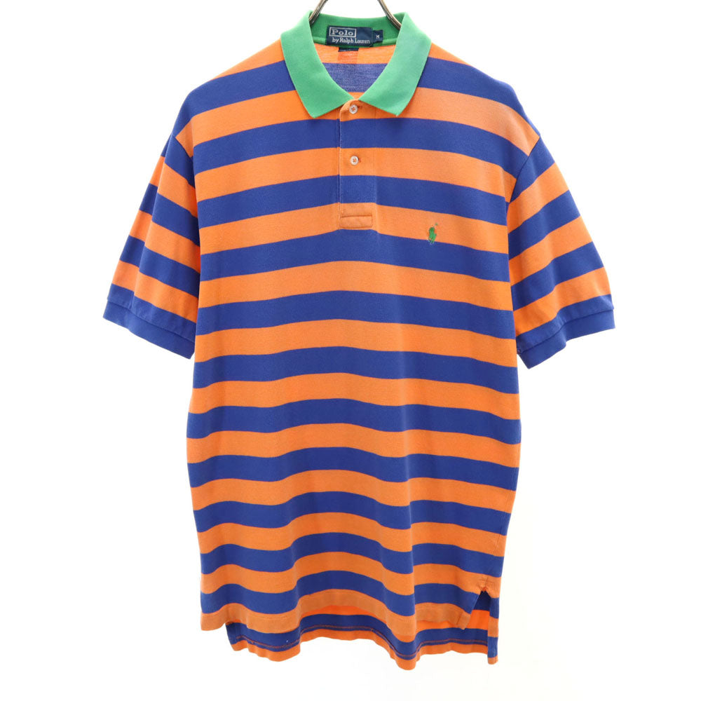 ポロバイラルフローレン ボーダー柄 半袖 ハーフボタン ポロシャツ Ｍ オレンジ Polo by Ralph Lauren メンズ