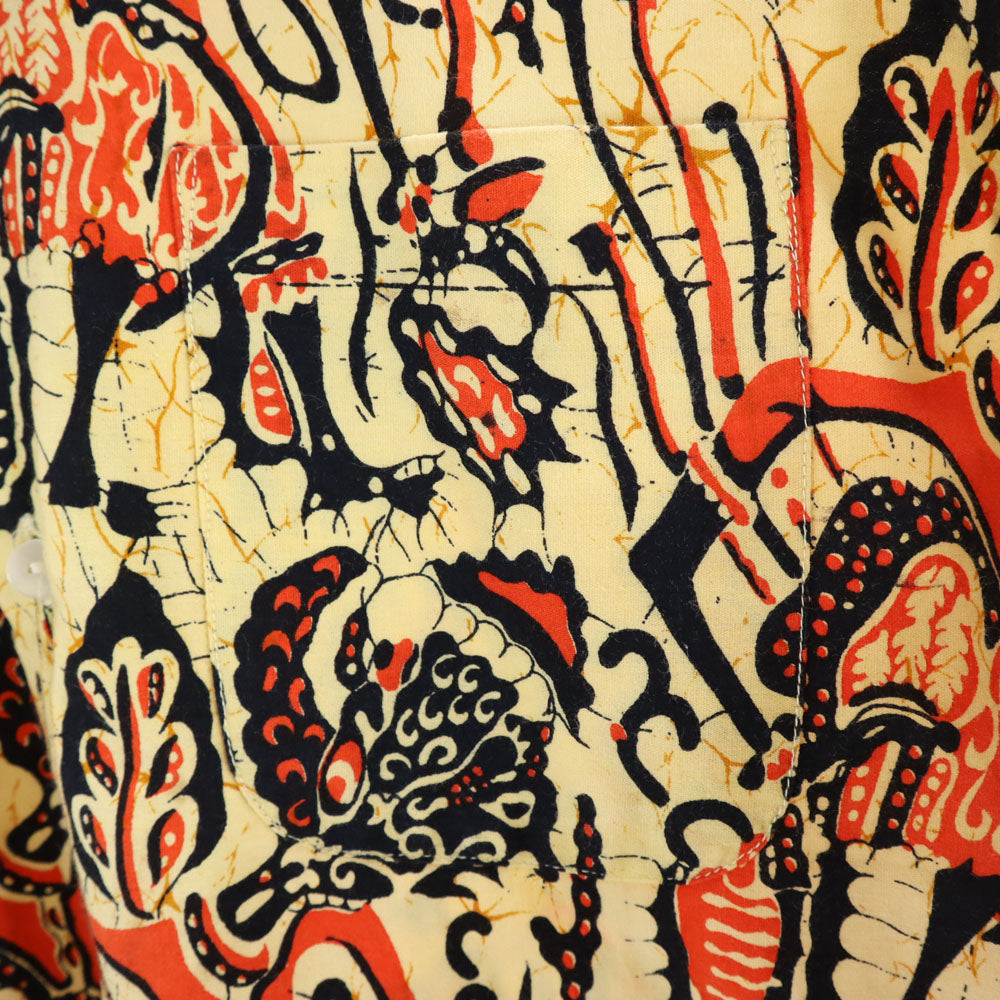 PAISAL 70s ヴィンテージ 開襟 半袖 オープンカラーシャツ S イエローベージュ系 メンズ