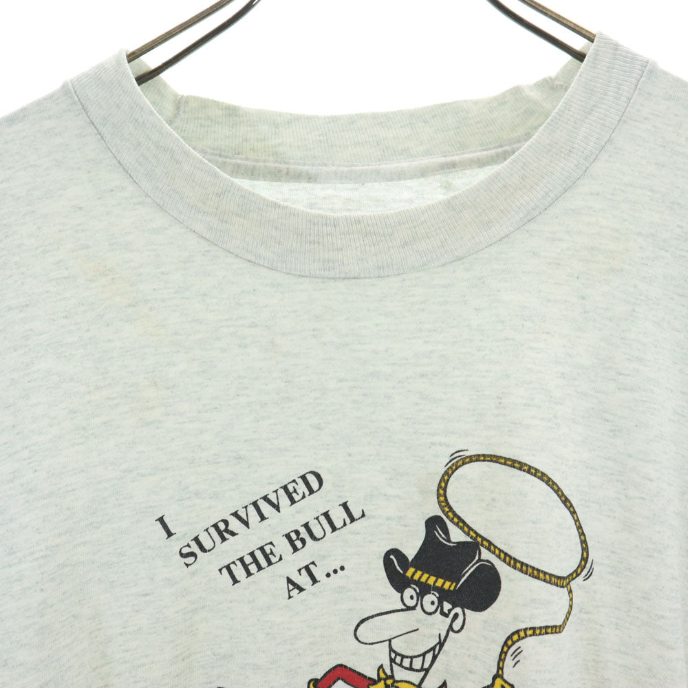 OLD オールド 90s プリント 半袖 Tシャツ グレー系 メンズ