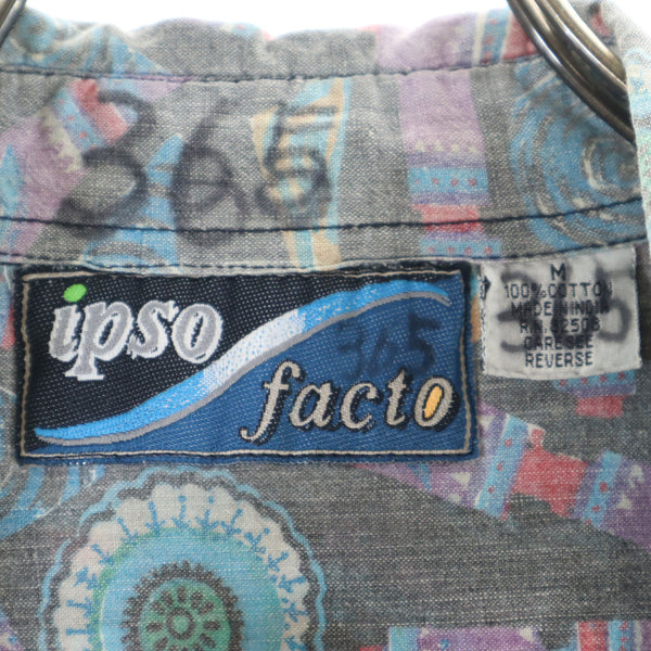 ispo facto 90s オールド 総柄 半袖 シャツ M グレー系 ispo facto メンズ