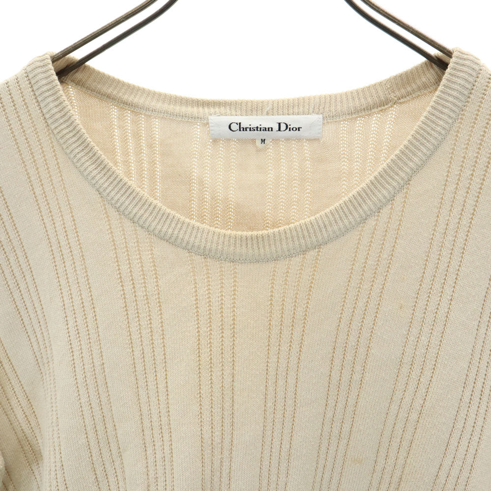 Christian Dior クリスチャンディオール 90s オールド 5分袖 セーター M ベージュ ニット レディース