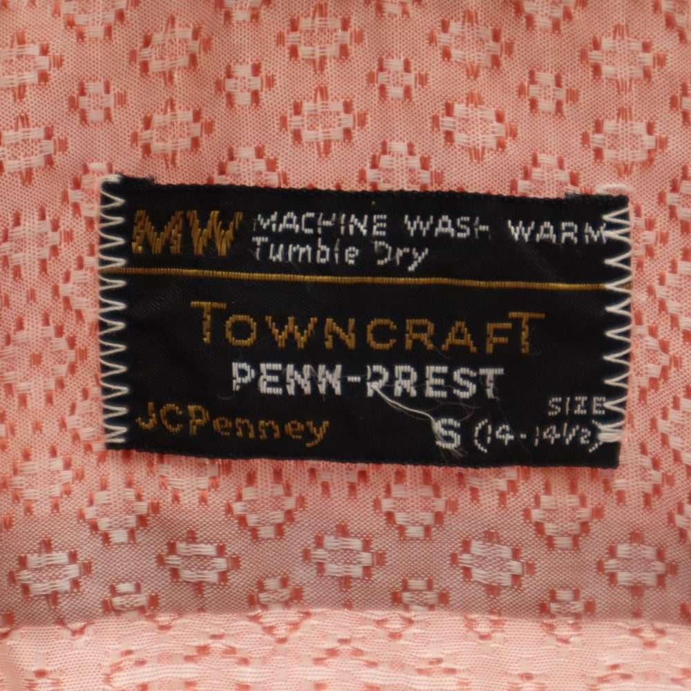 タウンクラフト 70s ヴィンテージ 総柄 半袖 シャツ S オレンジ系 TOWNCRAFT PENN-PREST メンズ