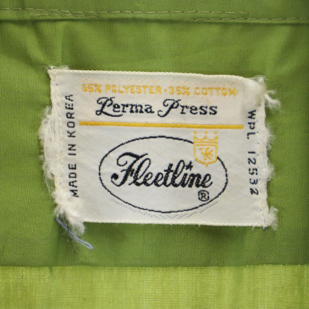 fleetline 70s 韓国製 ヴィンテージ 半袖 シャツ 141/2 グリーン メンズ