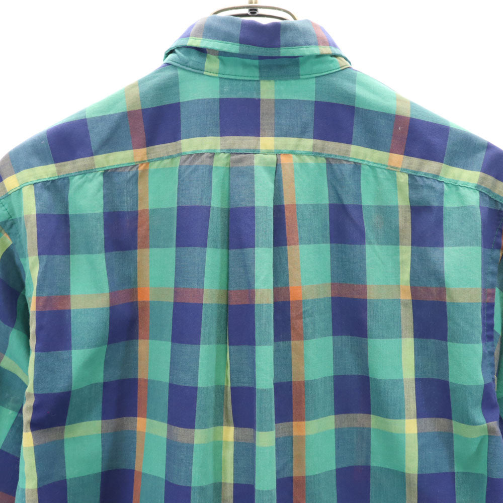 Saddlebred 80s ヴィンテージ チェック柄 半袖 ボタンダウンシャツ M グリーン系 メンズ