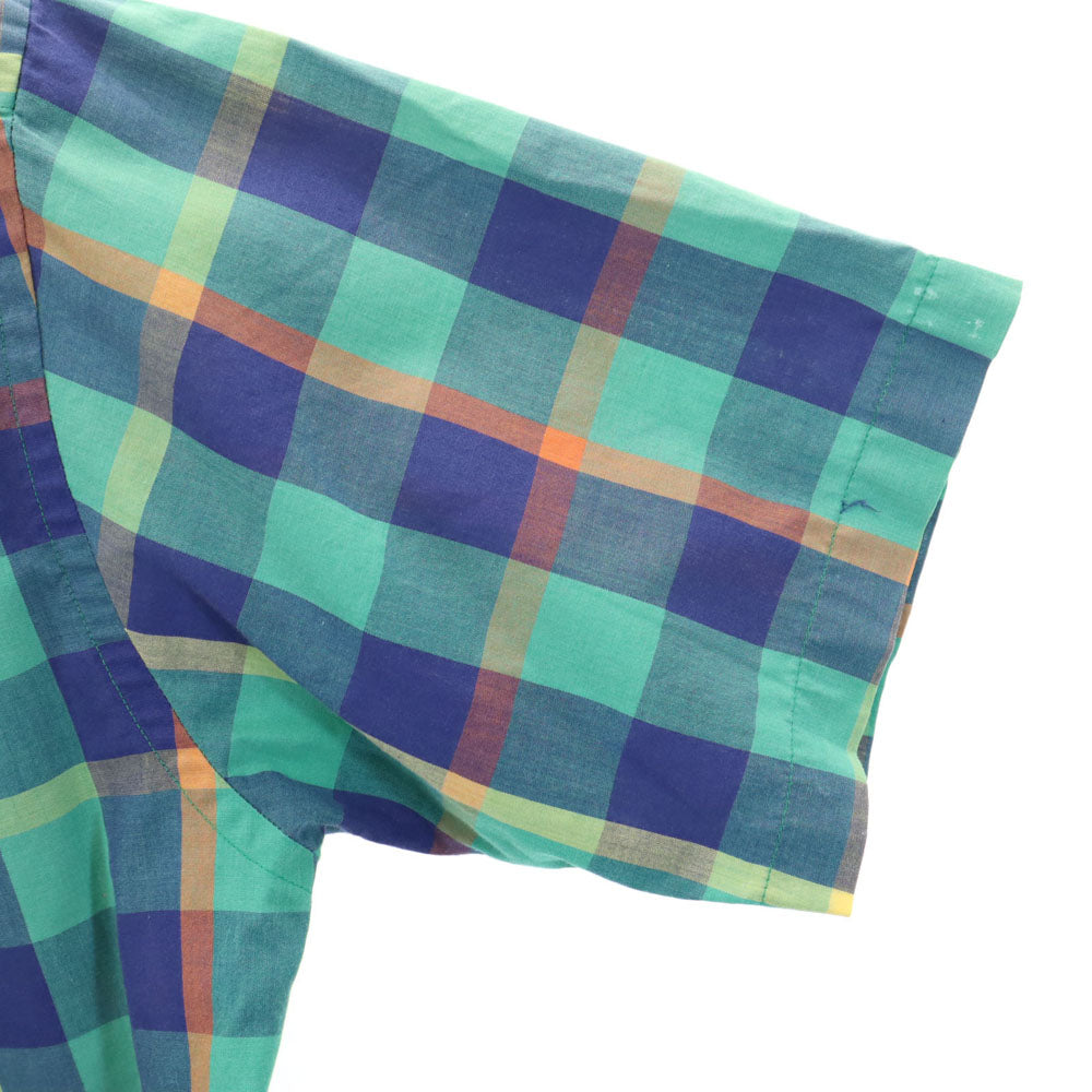 Saddlebred 80s ヴィンテージ チェック柄 半袖 ボタンダウンシャツ M グリーン系 メンズ