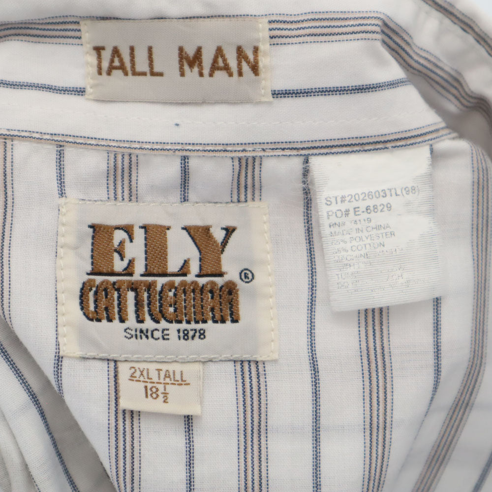 ELY CATTLEMAN エリーキャトルマン 70s 80s ヴィンテージ ストライプ柄 半袖 ウエスタンシャツ 2XL 白系 ビックサイズ メンズ