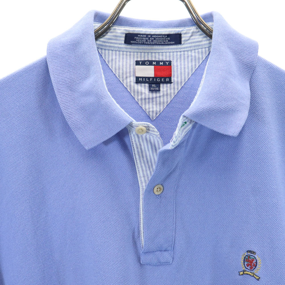 TOMMY HILFIGER トミーヒルフィガー 90s オールド フラッグタグ 半袖 ポロシャツ XL パープル系 鹿の子 メンズ