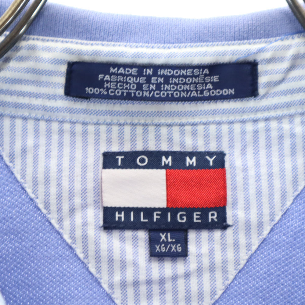 TOMMY HILFIGER トミーヒルフィガー 90s オールド フラッグタグ 半袖 ポロシャツ XL パープル系 鹿の子 メンズ